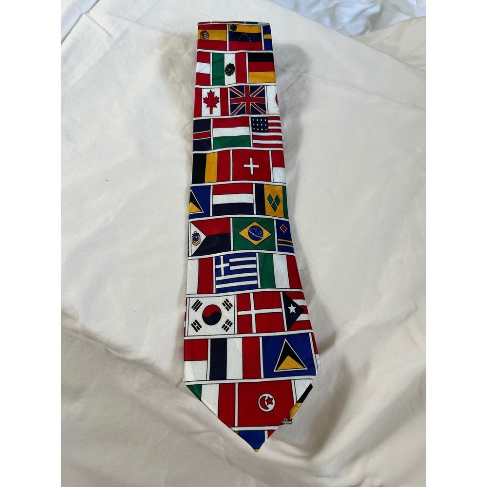 Steven Harris Necktie Mens Multi Color International Flags Travel